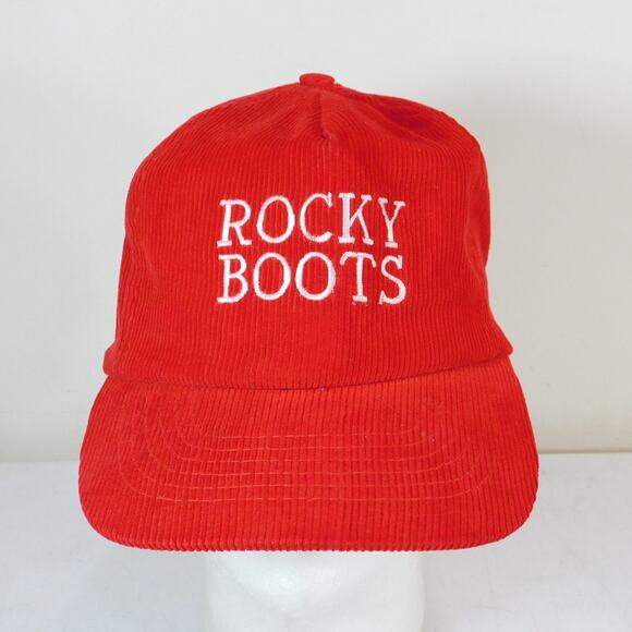 Vintage 80s Rocky Boots Corduroy Hat Red Adjustable Otto Cap - Picture 1 of 7